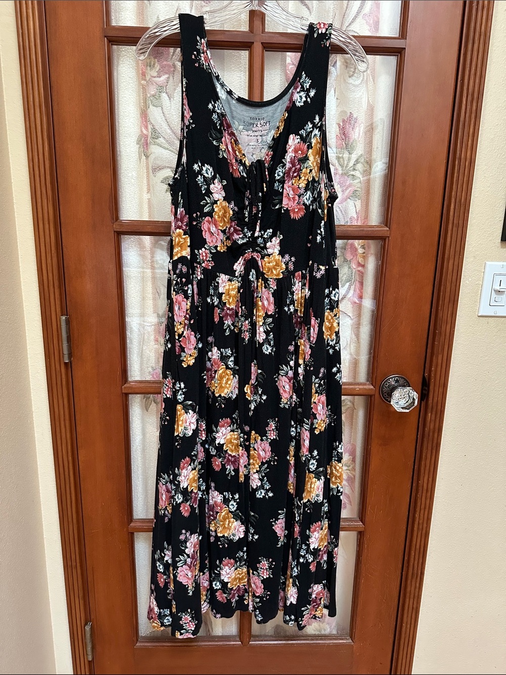 torrid Super Soft Black Floral Dress with pockets
